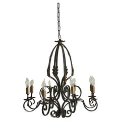 Wrought Iron Iron Chandelier, France, 1920s