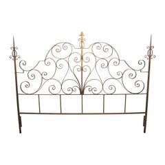 Wrought Iron Italian Gold Gilt King-Size Headboard