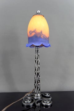 Lampada in ferro battuto di Paul Kiss & Muller Frères, Francia, Art Deco, Circa 1920