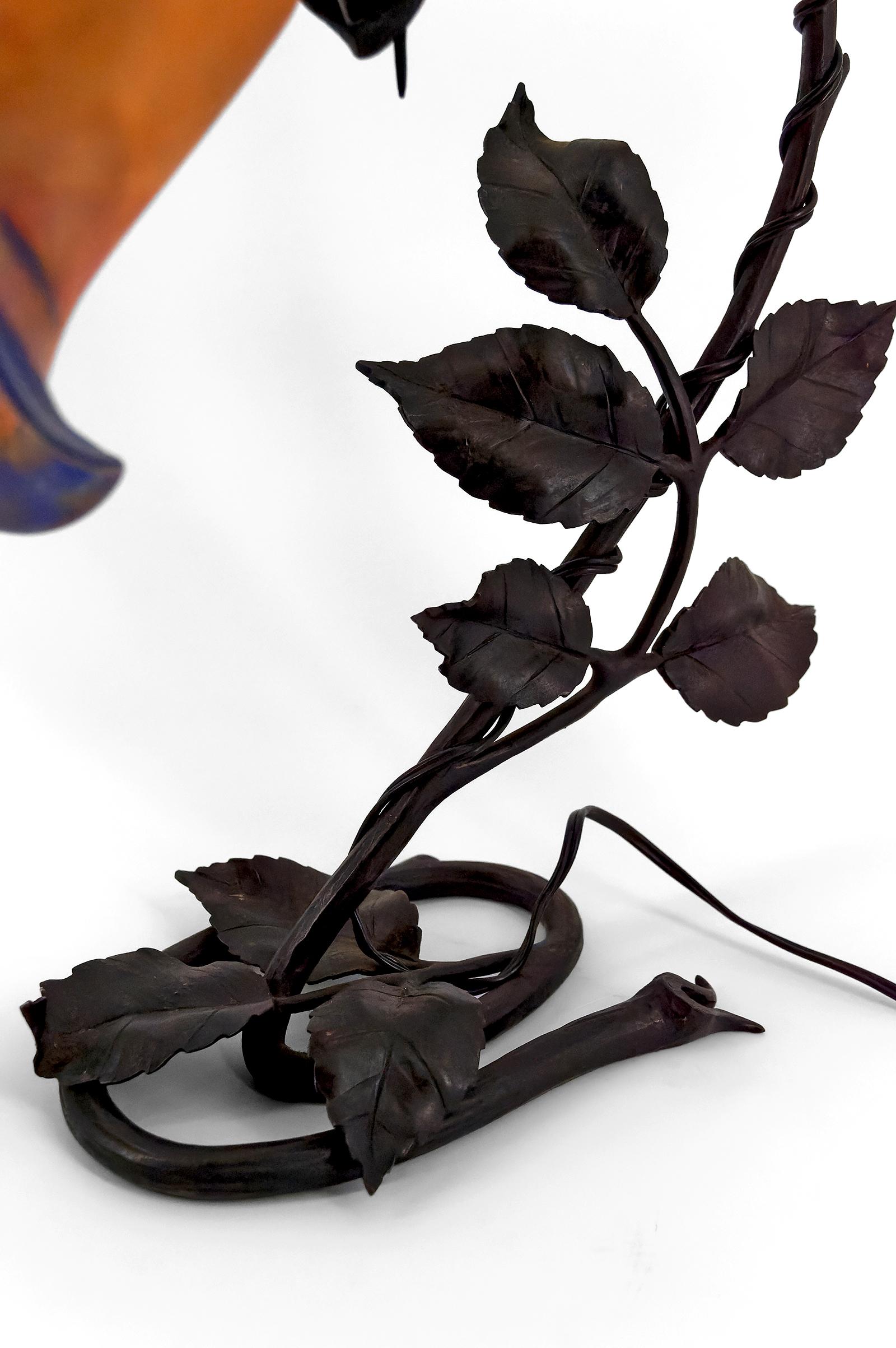 Lampada in ferro battuto in stile Art Nouveau - Art Deco di Muller Frères, circa 1920 in vendita 7