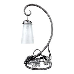 Wrought Iron Lamp “Vine and Grape”, Muller Frères Lunéville, Art Deco, 1930's