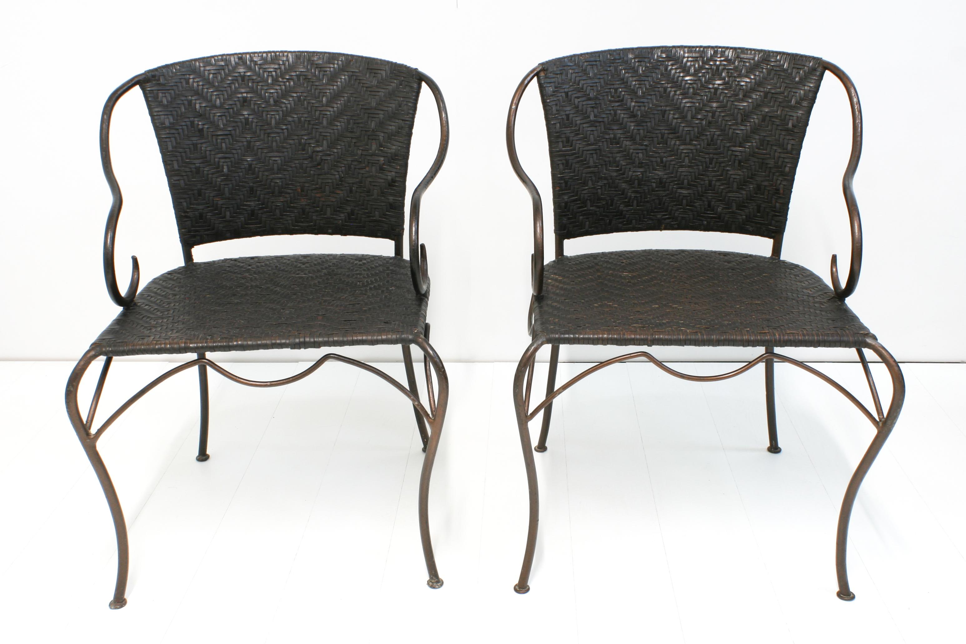 8x Wrought Iron & Leather Anatol Dining Armchairs by Gunther Lambert, 1990s For Sale 3