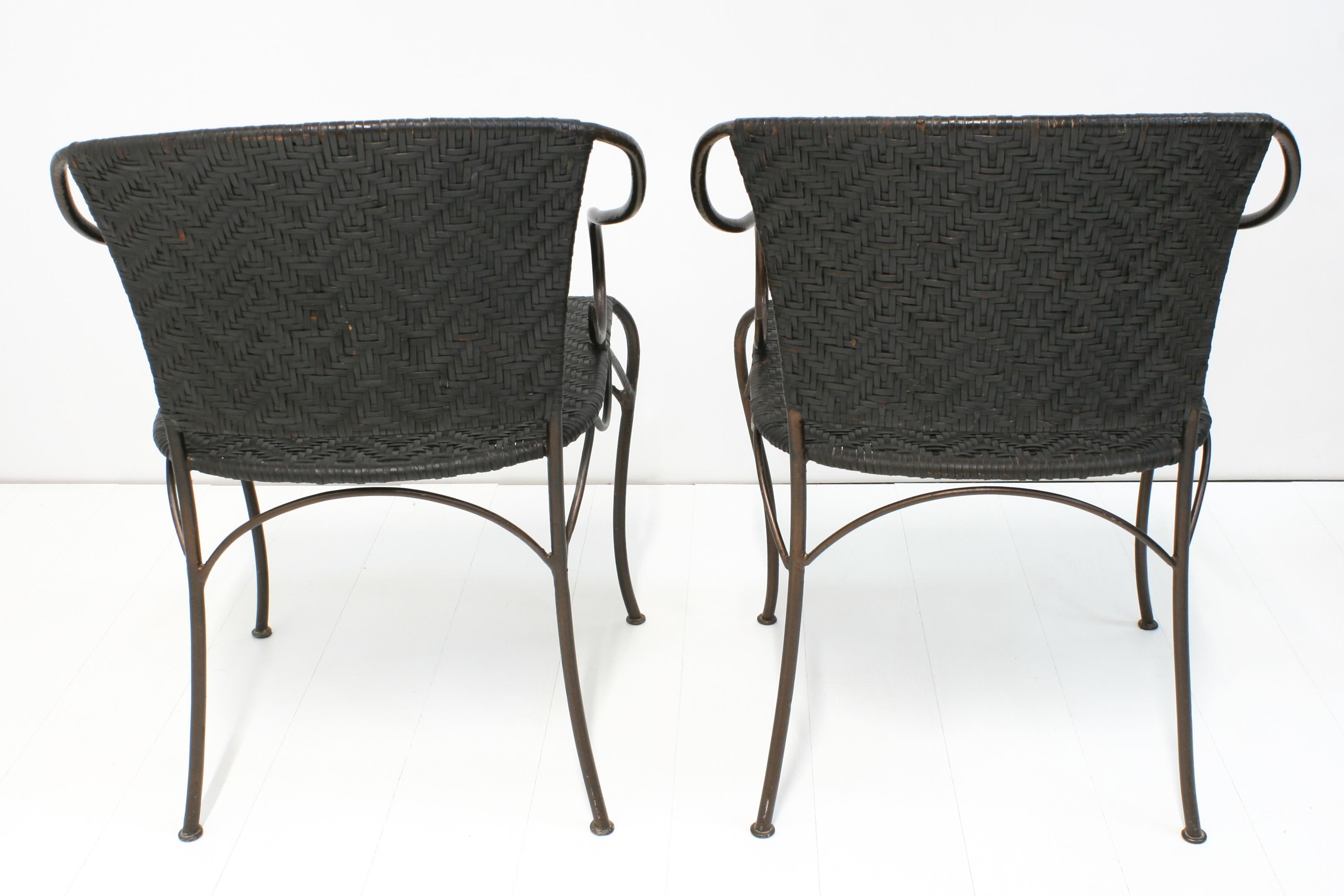 8x Wrought Iron & Leather Anatol Dining Armchairs by Gunther Lambert, 1990s For Sale 4