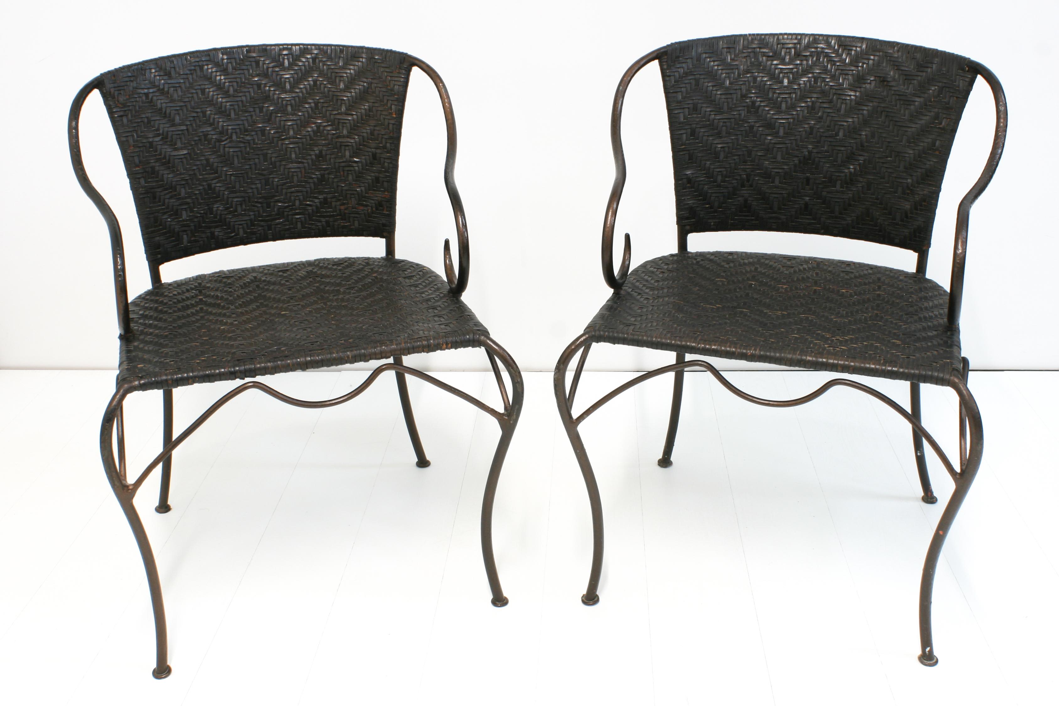 8x Wrought Iron & Leather Anatol Dining Armchairs by Gunther Lambert, 1990s In Good Condition For Sale In Izegem, VWV