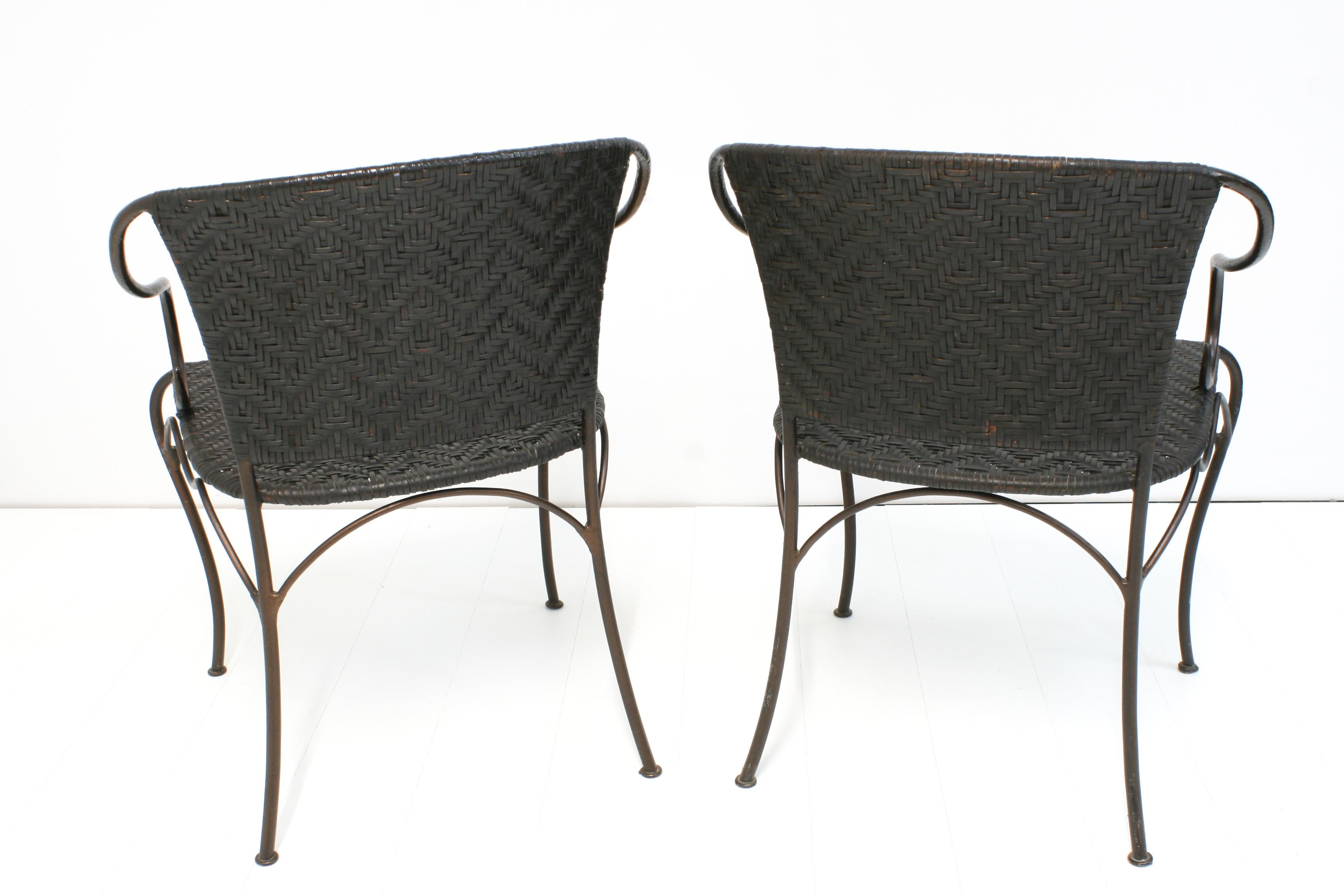 20th Century 8x Wrought Iron & Leather Anatol Dining Armchairs by Gunther Lambert, 1990s For Sale