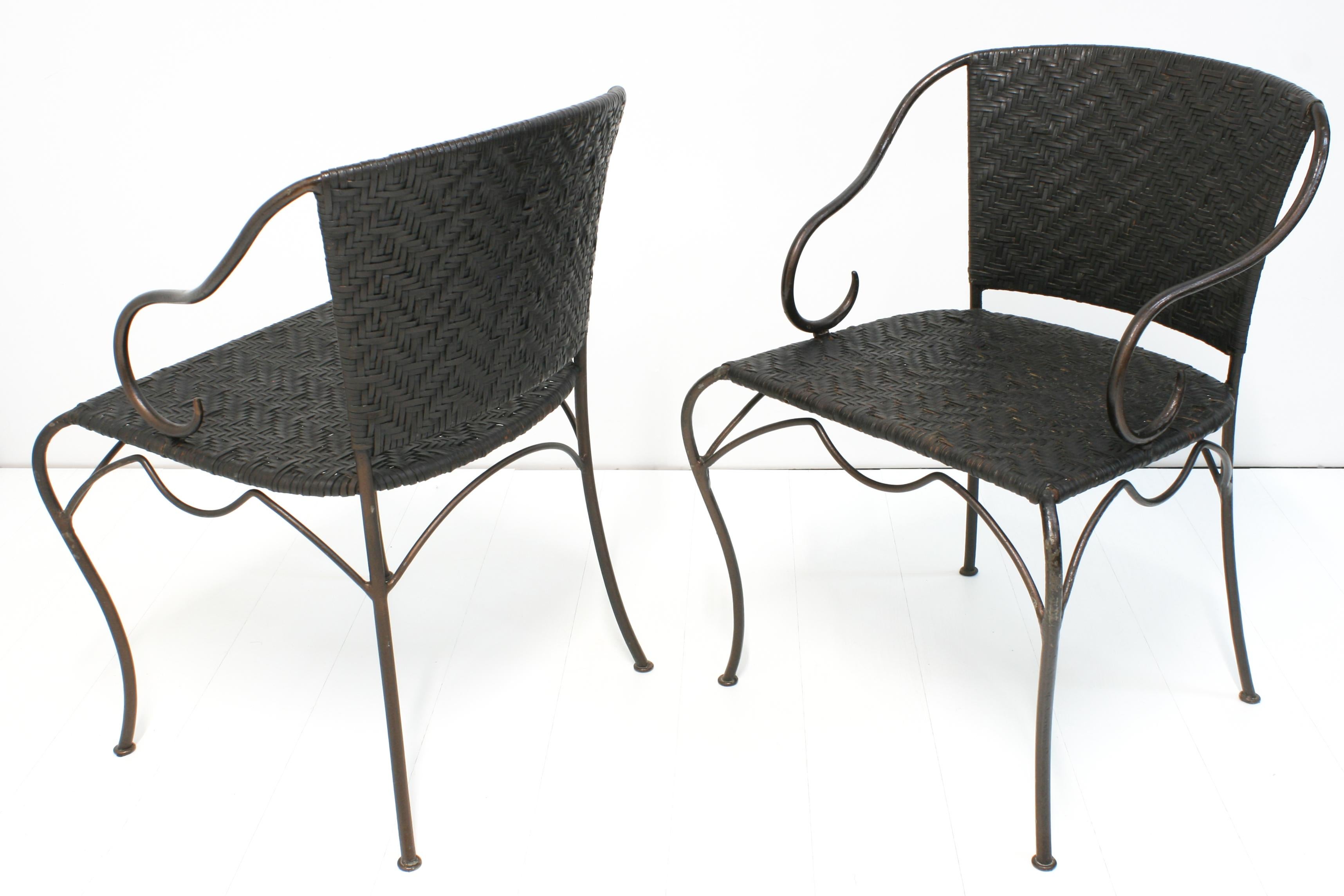 8x Wrought Iron & Leather Anatol Dining Armchairs by Gunther Lambert, 1990s For Sale 1
