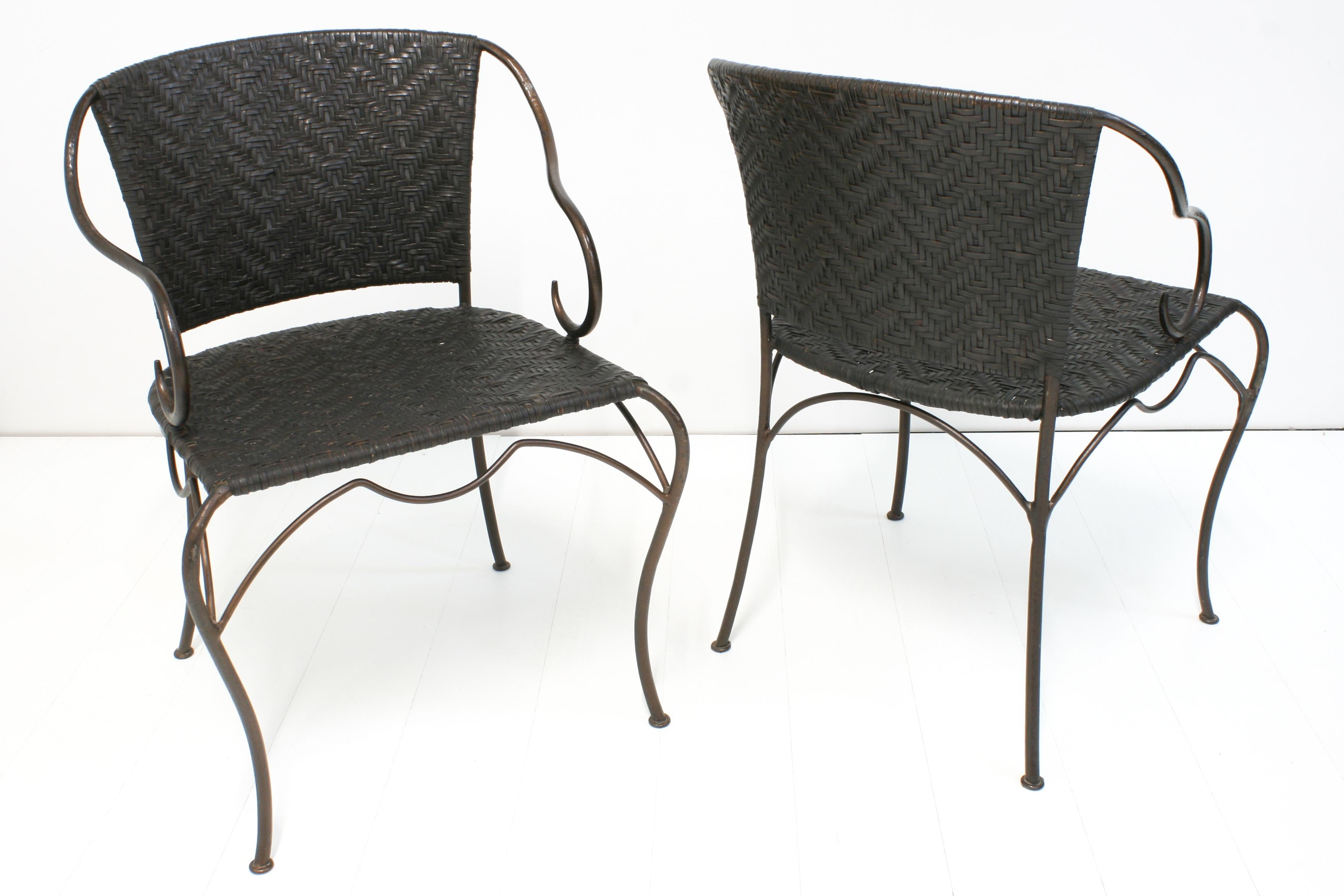 8x Wrought Iron & Leather Anatol Dining Armchairs by Gunther Lambert, 1990s For Sale 2