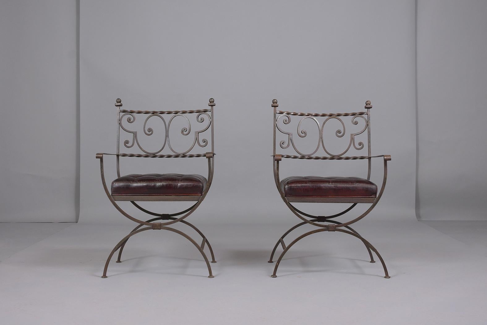 Dyed Vintage Spanish Iron Armchairs