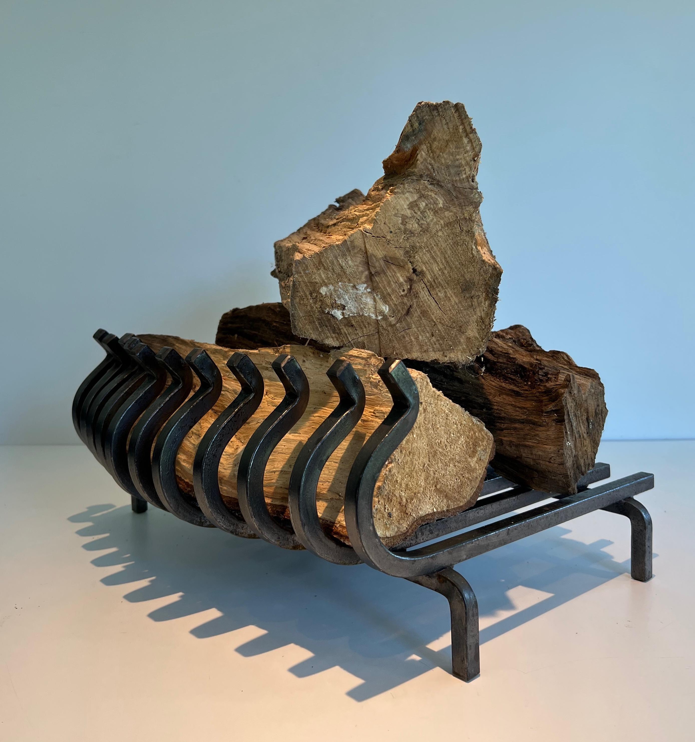 Wrought Iron Logs Holder. French Work. Circa 1950 For Sale 6