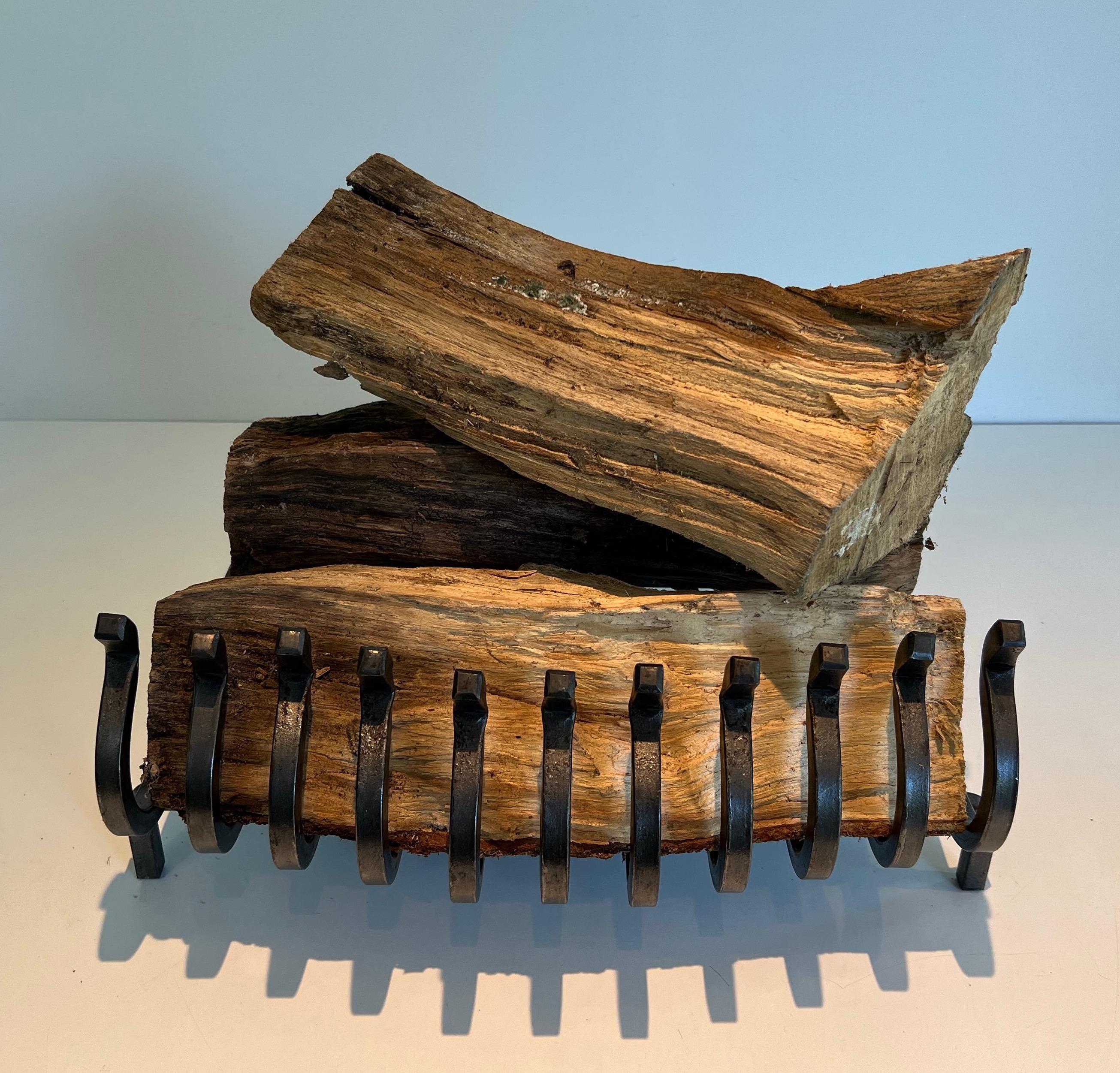 Wrought Iron Logs Holder. French Work. Circa 1950 For Sale 8