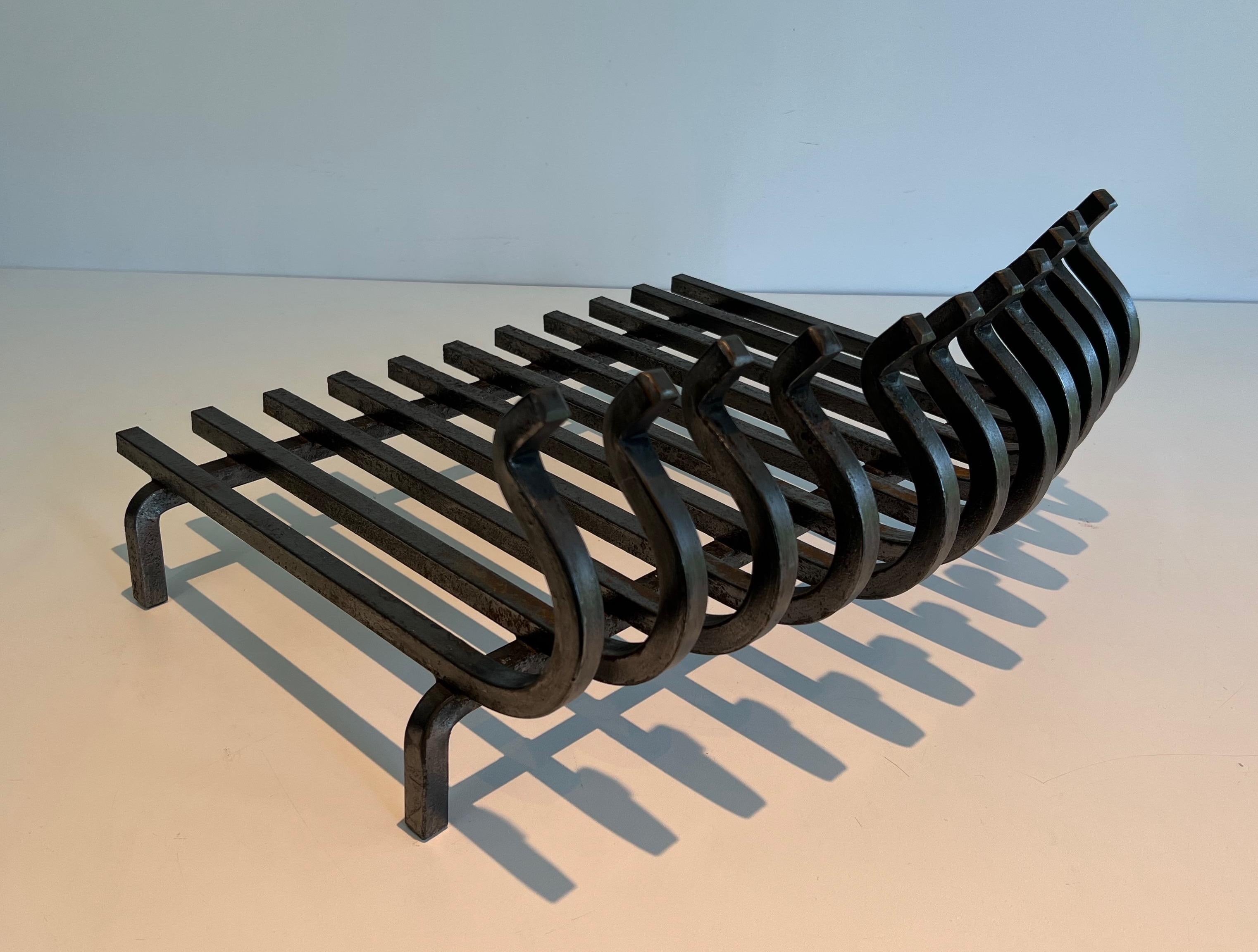 Wrought Iron Logs Holder. French Work. Circa 1950 For Sale 2