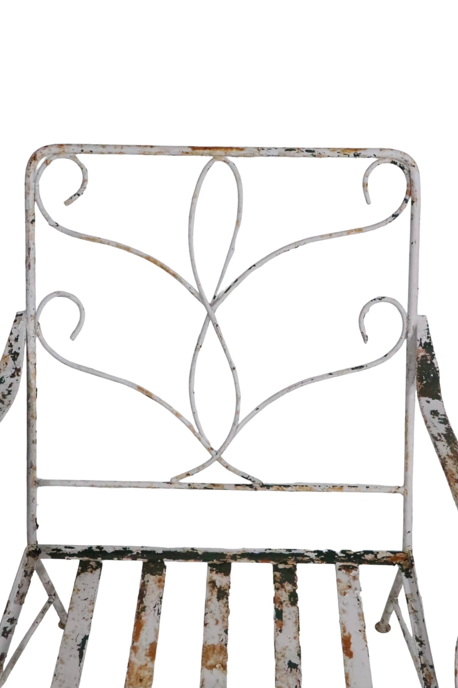 Wrought Iron Lounge Chair with Dramatic Scroll Arm att. to Salterini c 1950/1960 For Sale 2