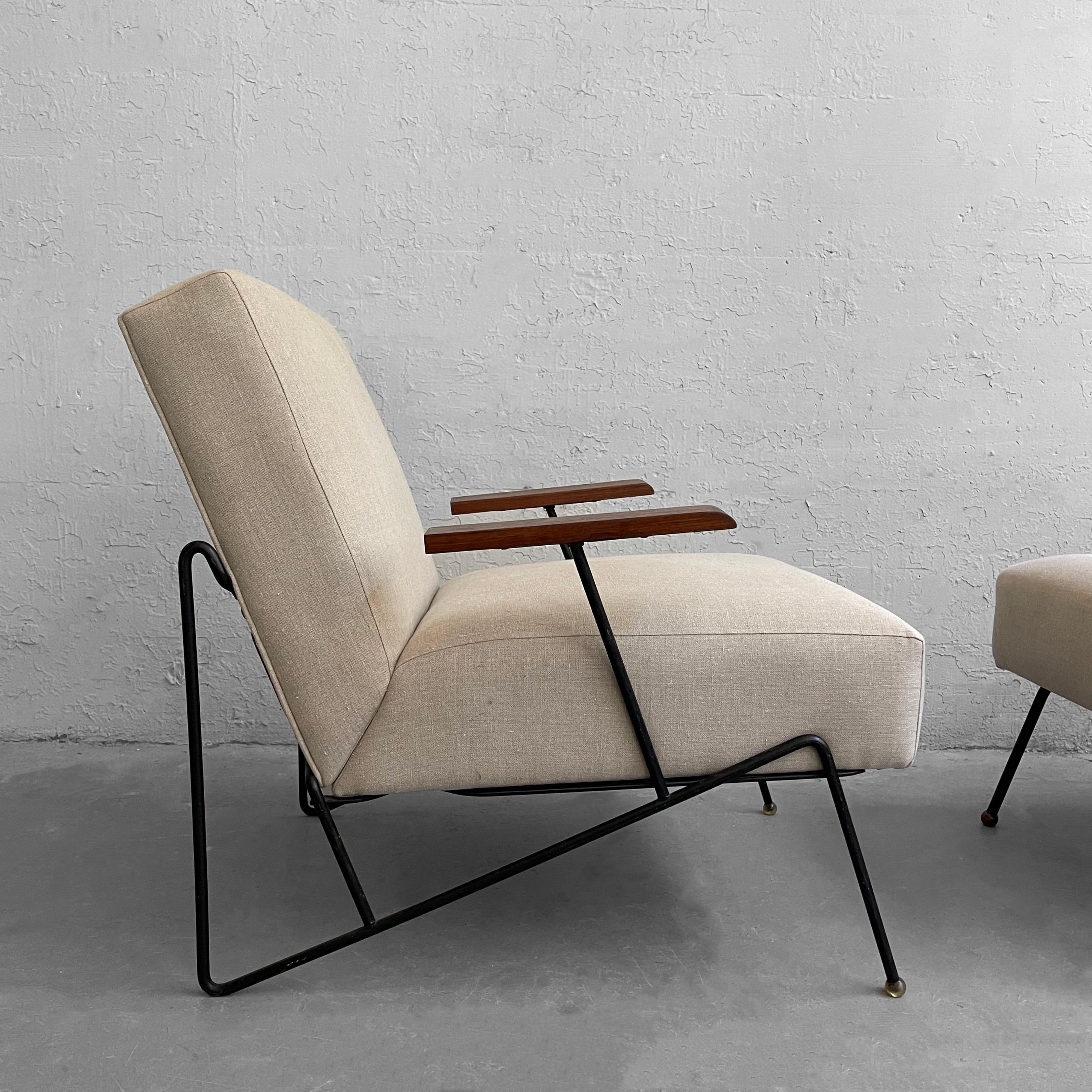 Fabric Wrought Iron Lounge Chairs by Dan Johnson for Pacific Iron