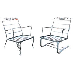 Retro Wrought Iron Lounge Chairs