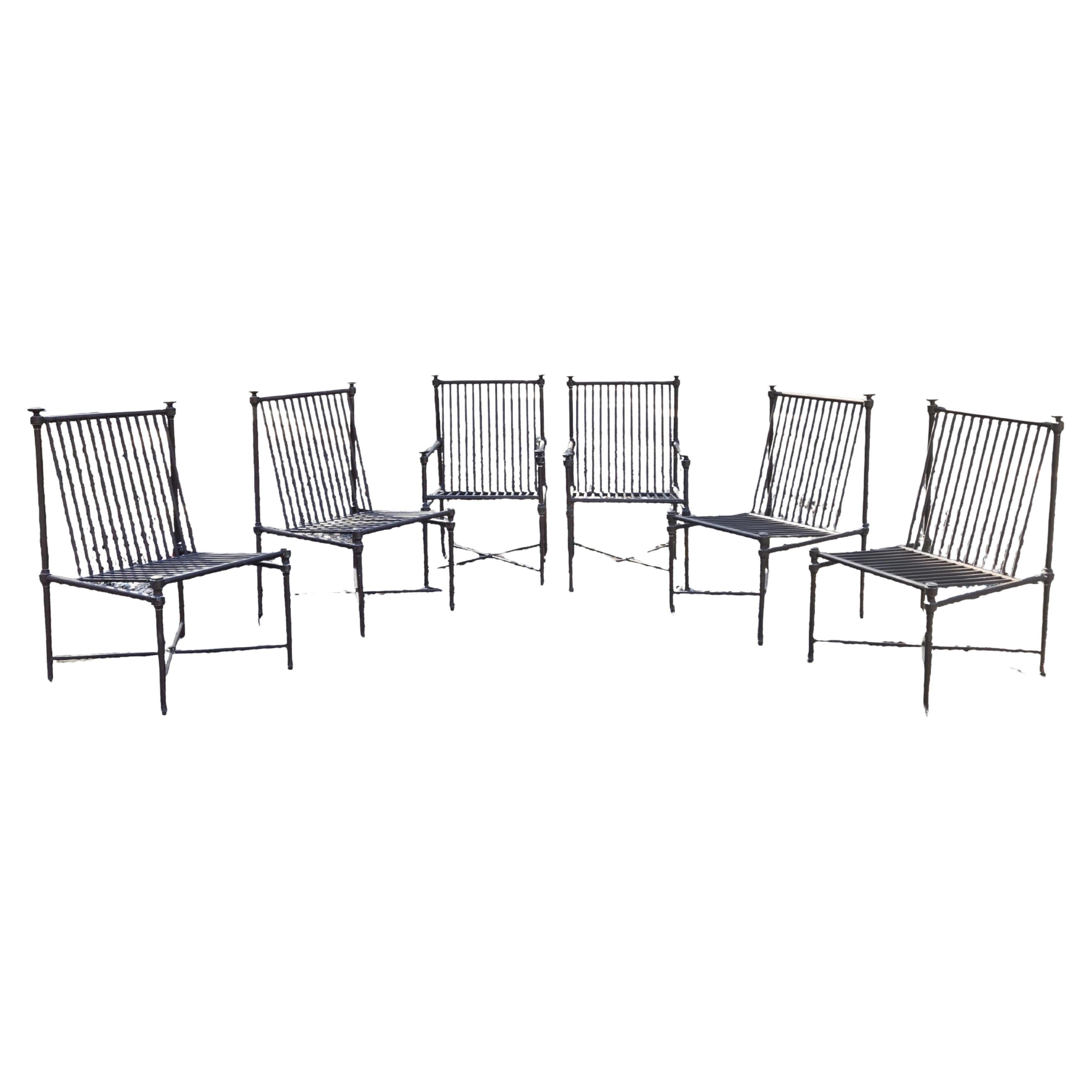 Lounge-Esszimmerstühle aus Schmiedeeisen im Angebot
