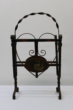 Wrought Iron Magazine Stand w/ Heart Design