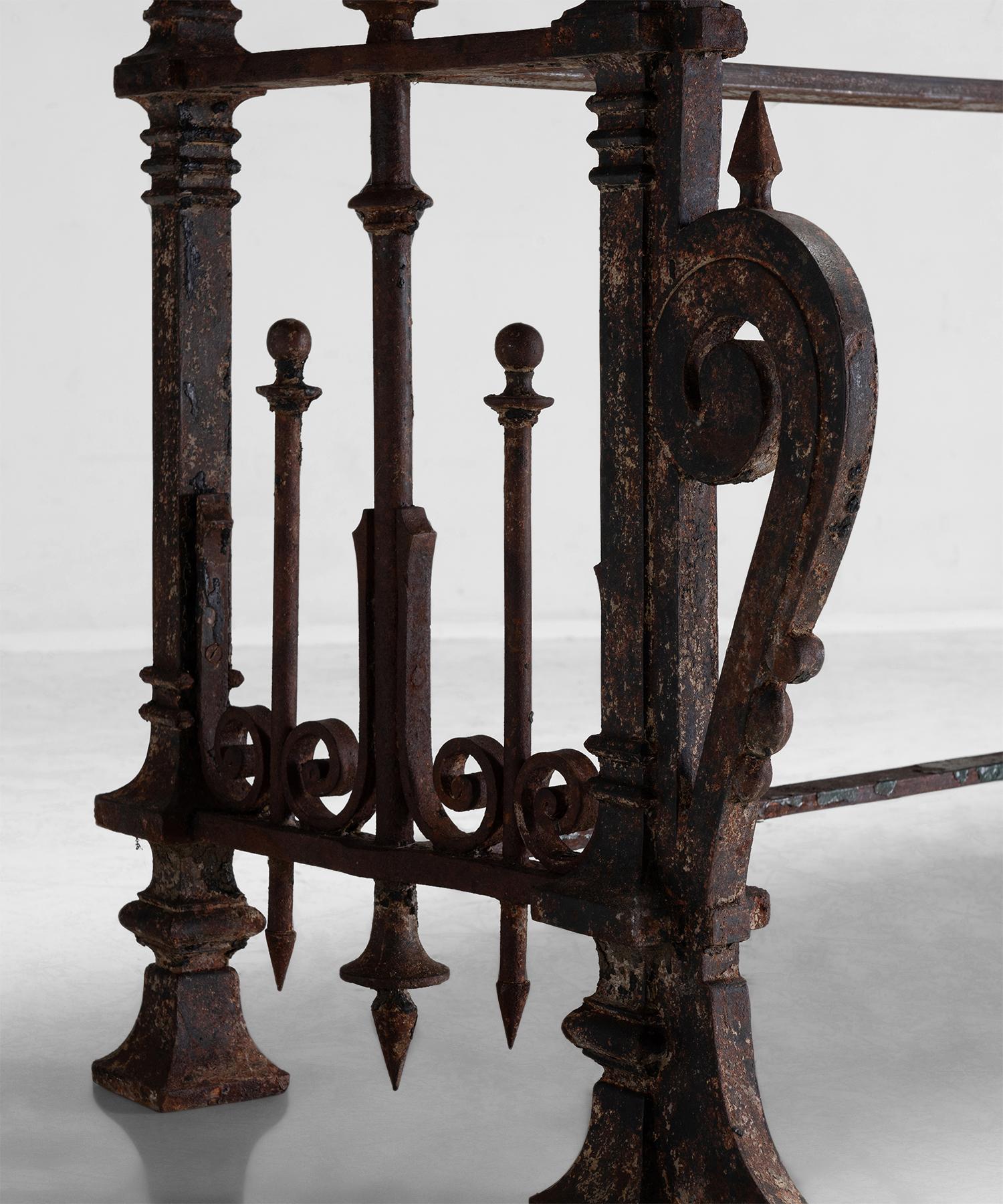 Wrought Iron and Marble Console In Good Condition In Culver City, CA