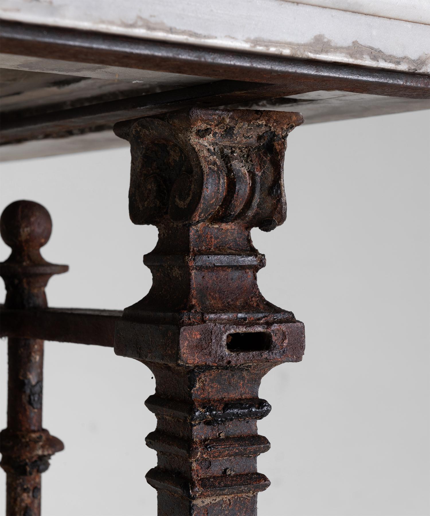 19th Century Wrought Iron and Marble Console