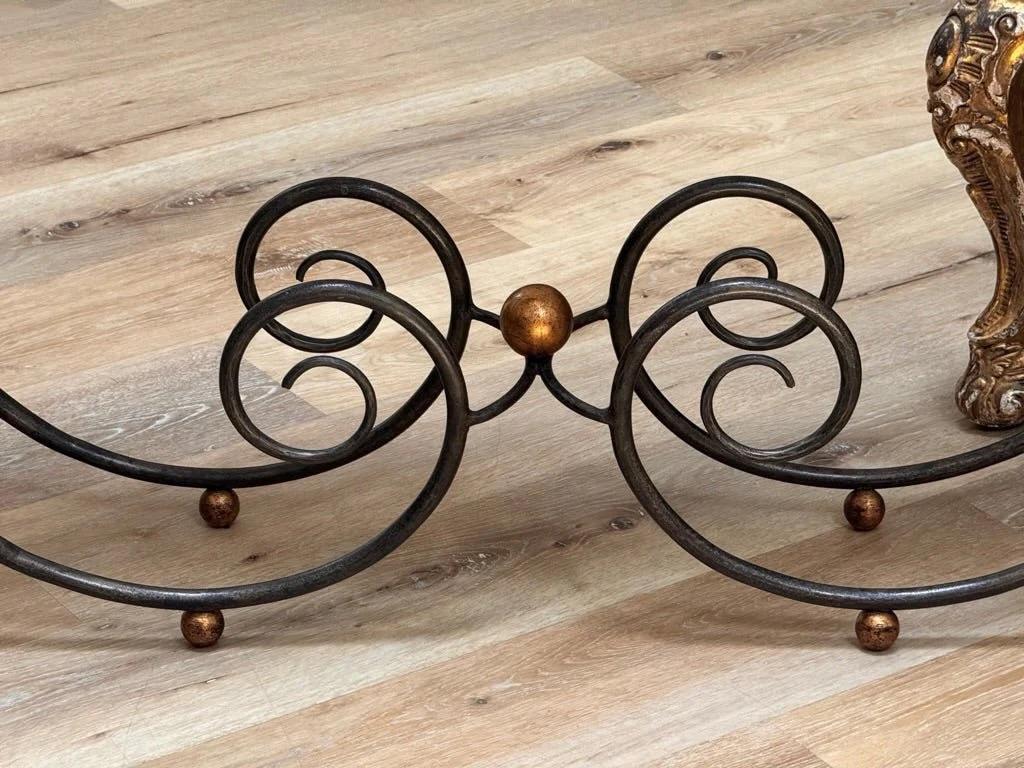 Wrought Iron Marble Top Console Table For Sale 1