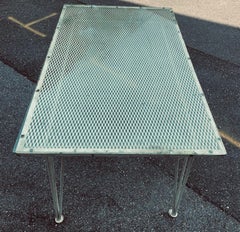 Wrought Iron Mesh Glass Top Garden Dining Table John Salterini attb Tempestini