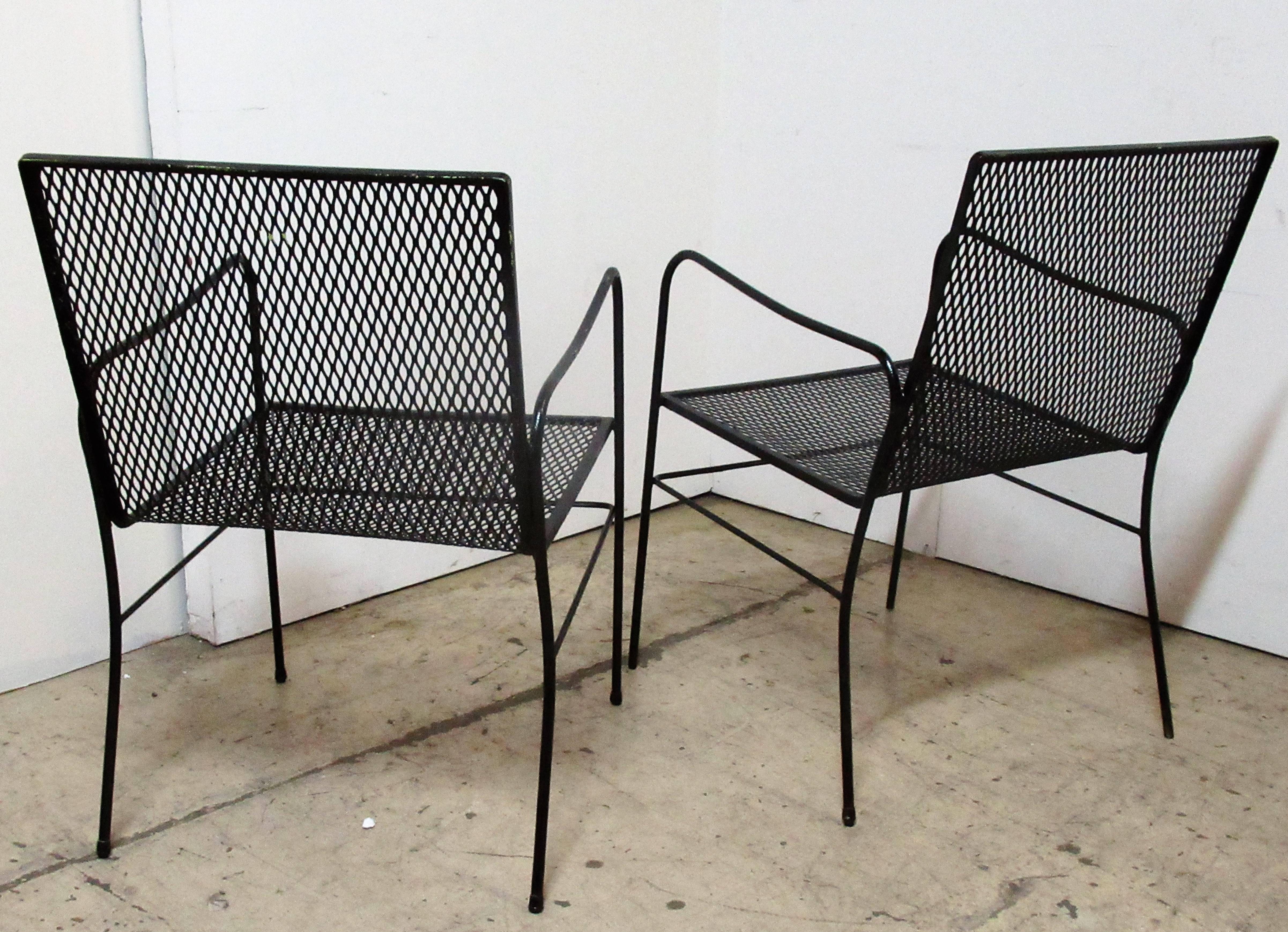  Wrought Iron Mesh Patio Set in the style of Mathieu Mategot 4