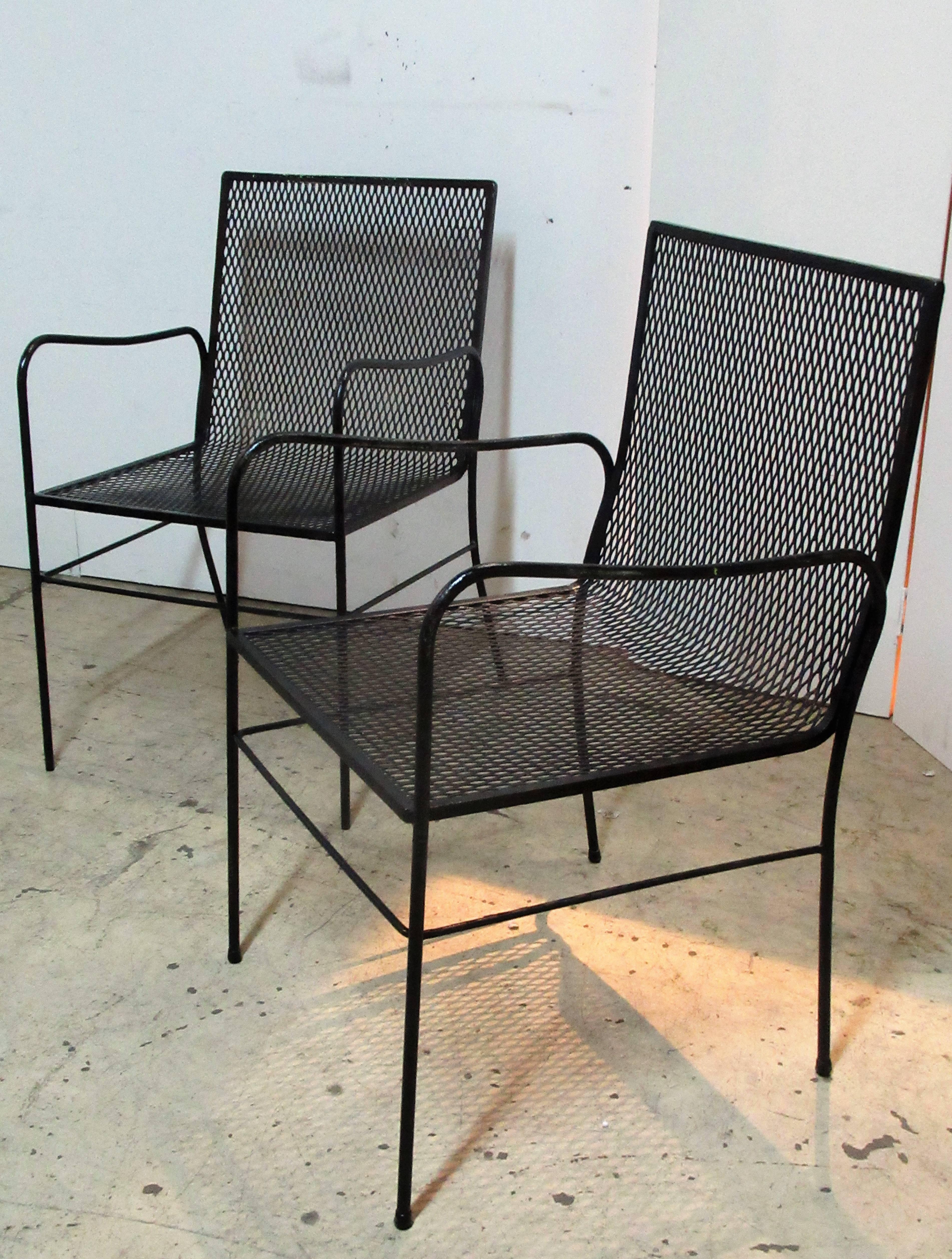  Wrought Iron Mesh Patio Set in the style of Mathieu Mategot 5