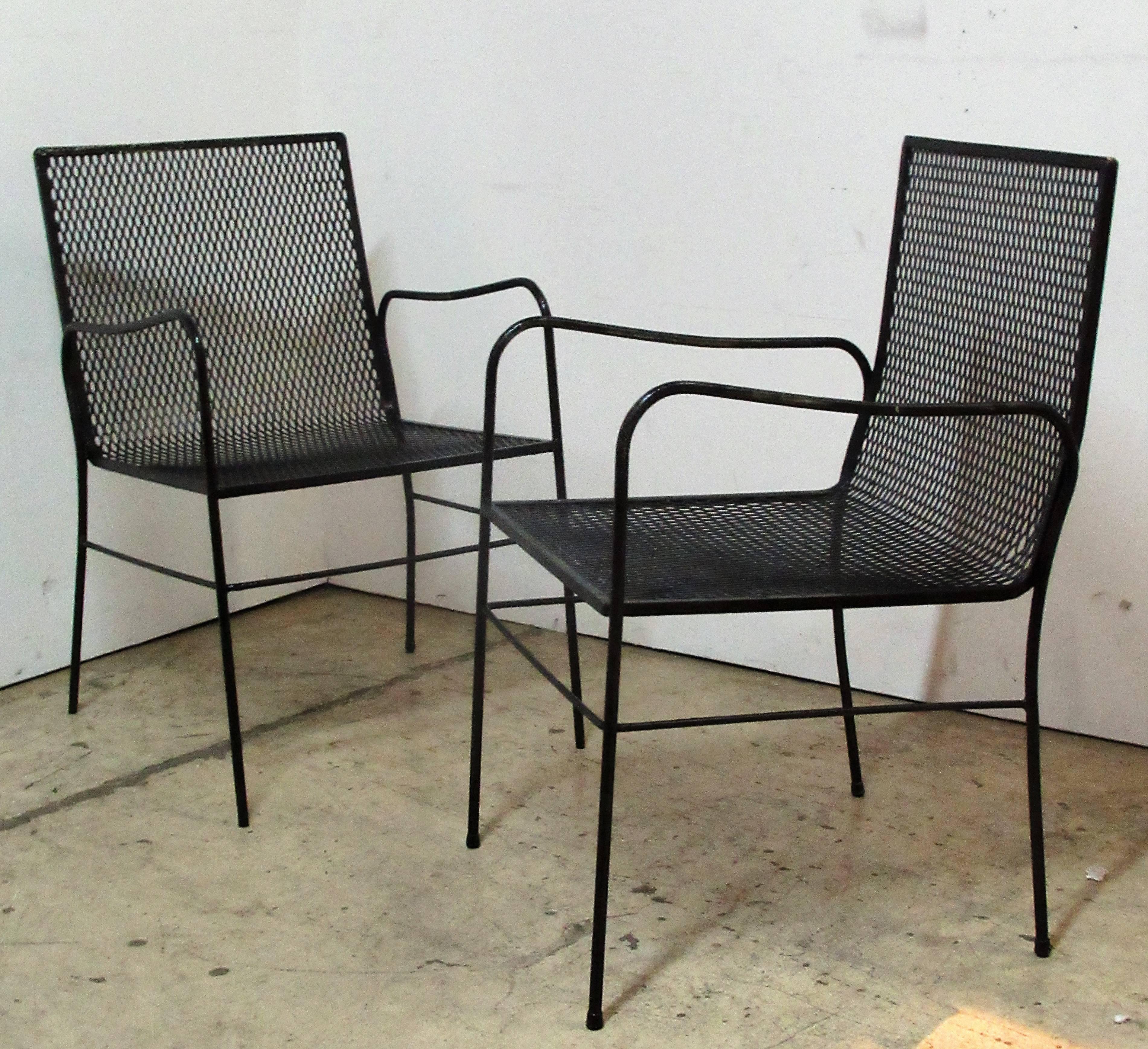  Wrought Iron Mesh Patio Set in the style of Mathieu Mategot 1