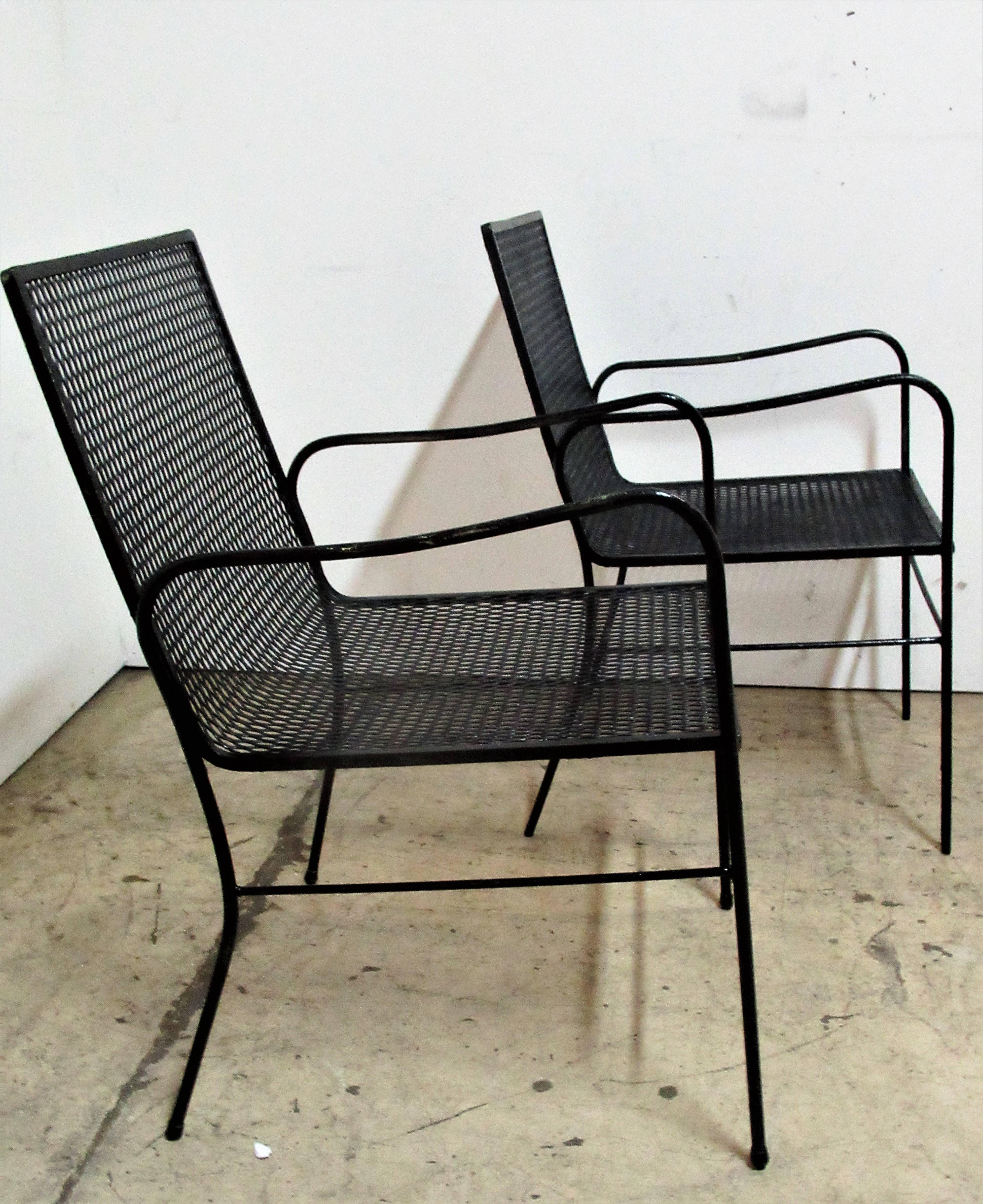  Wrought Iron Mesh Patio Set in the style of Mathieu Mategot 2