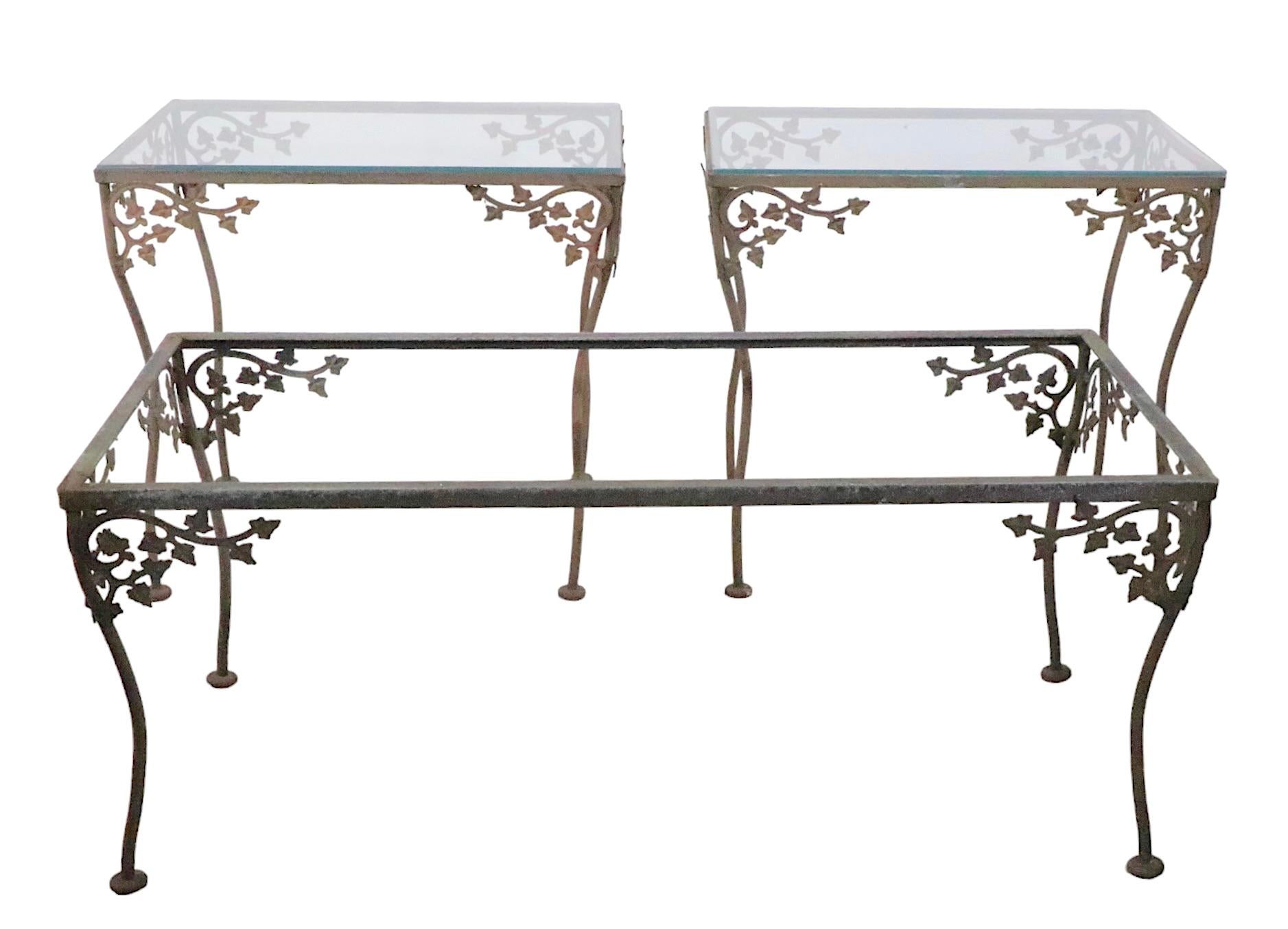 Wrought Iron Metal and Glass Coffee Table at. to Woodard Orleans For Sale 3