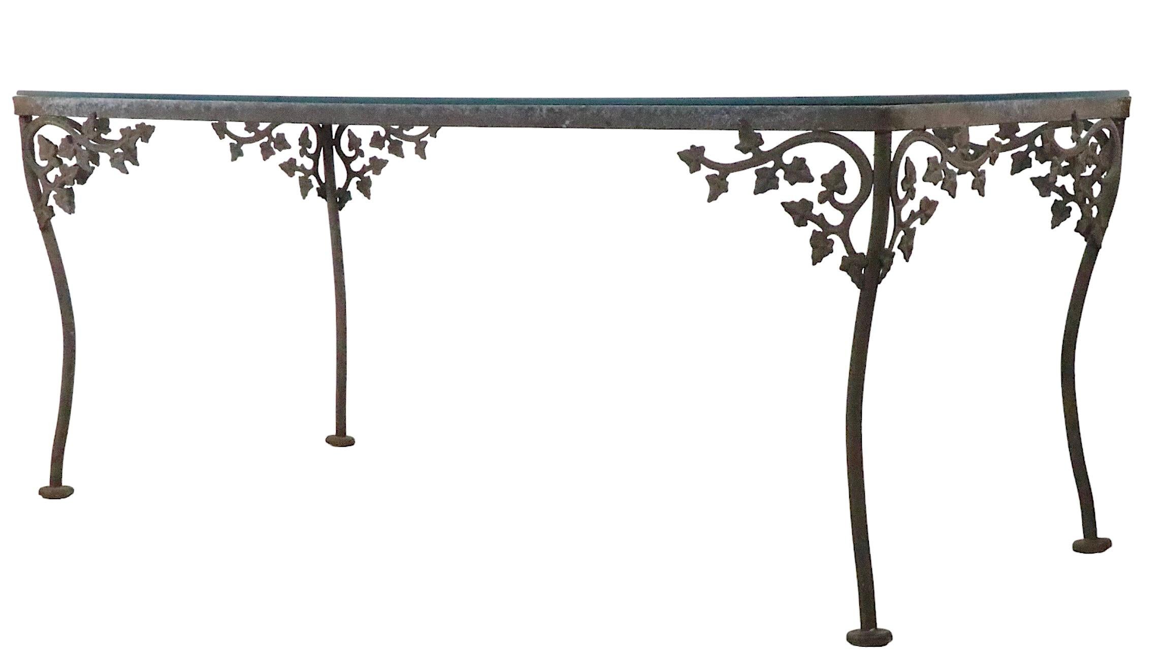 Art Deco Wrought Iron Metal and Glass Coffee Table at. to Woodard Orleans For Sale