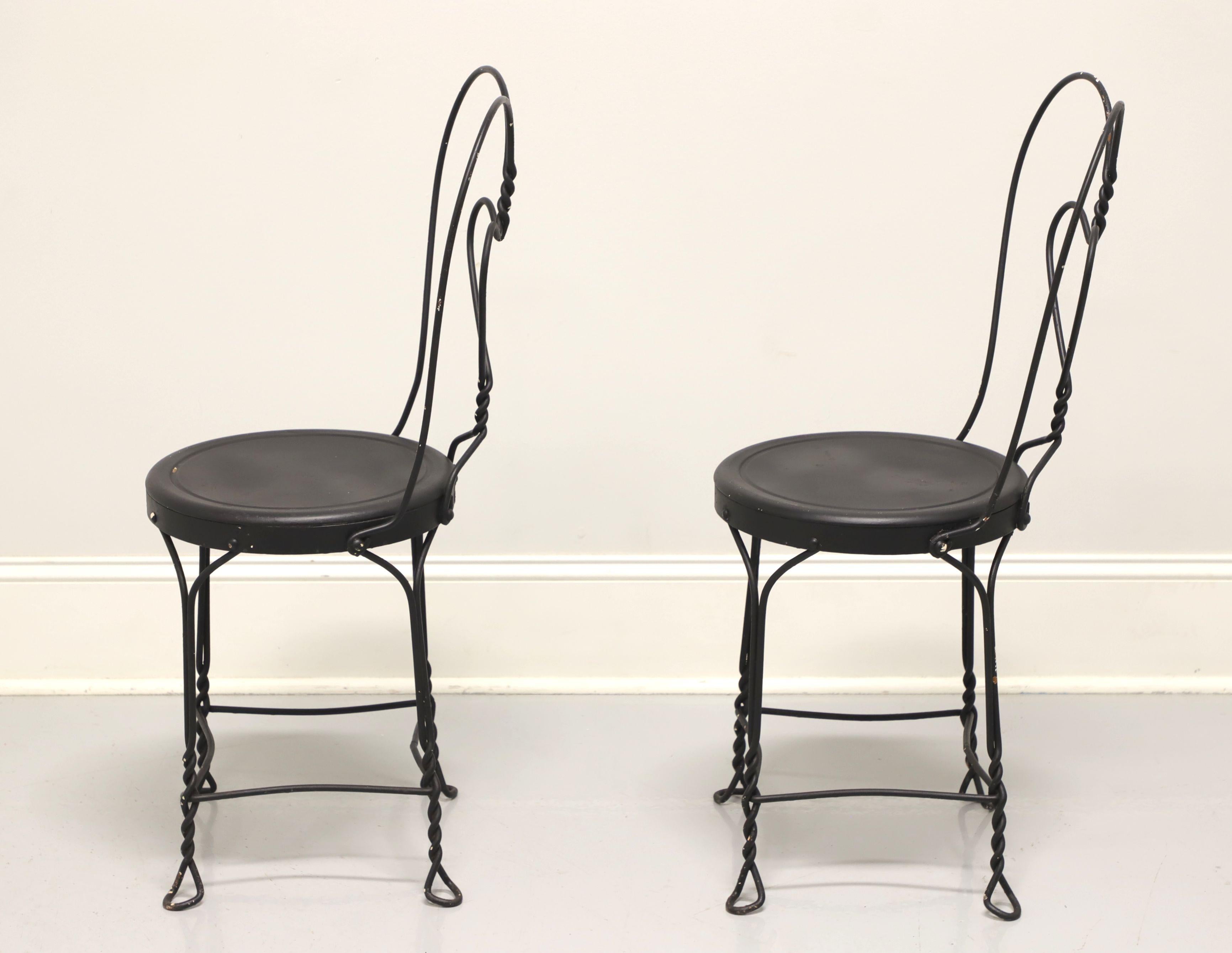 Victorian Wrought Iron Mid 20th Century Ice Cream Parlor / Bistro Chairs - Pair