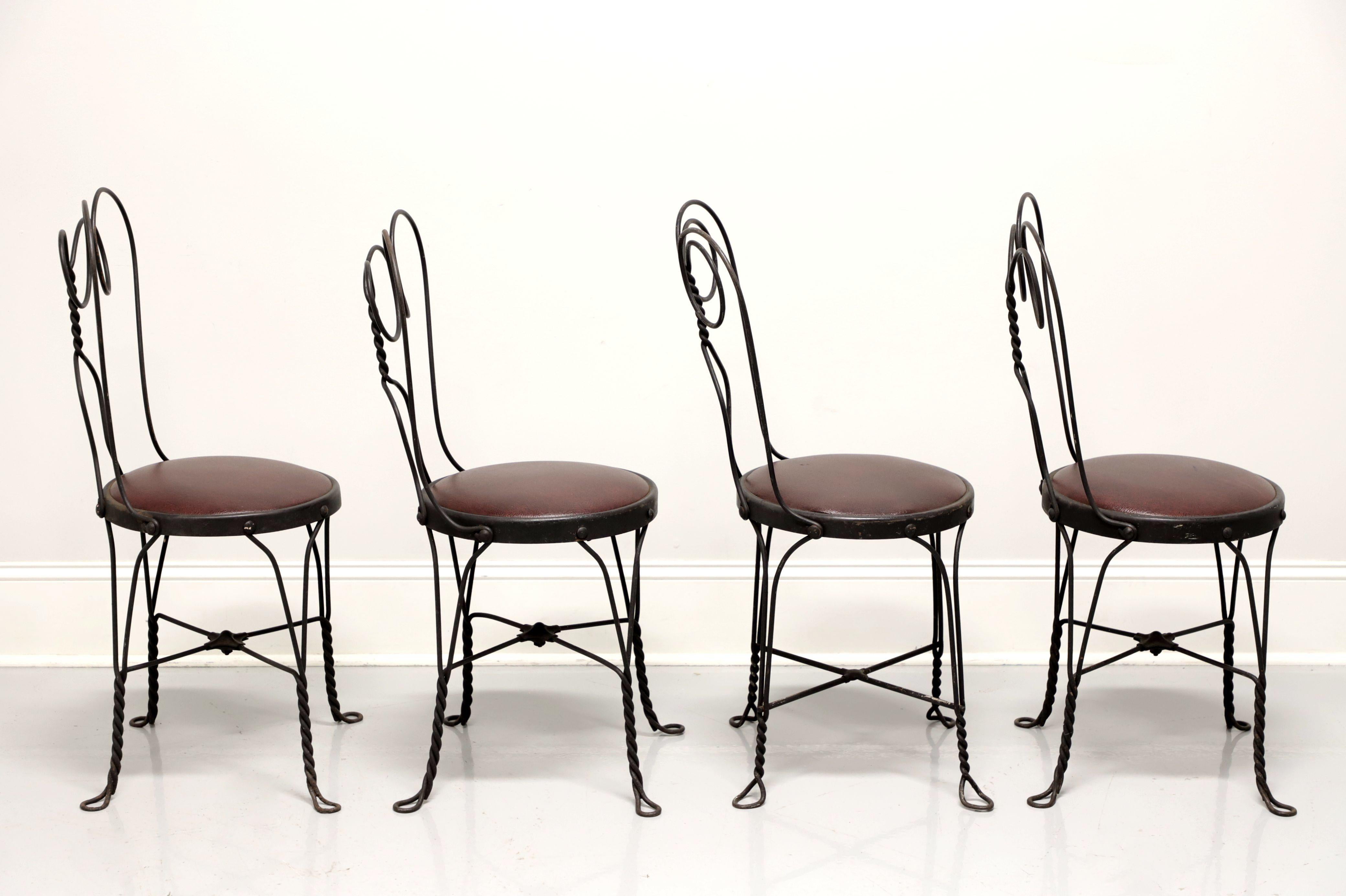 Victorian Wrought Iron Mid 20th Century Ice Cream Parlor / Bistro Chairs - Set of 4