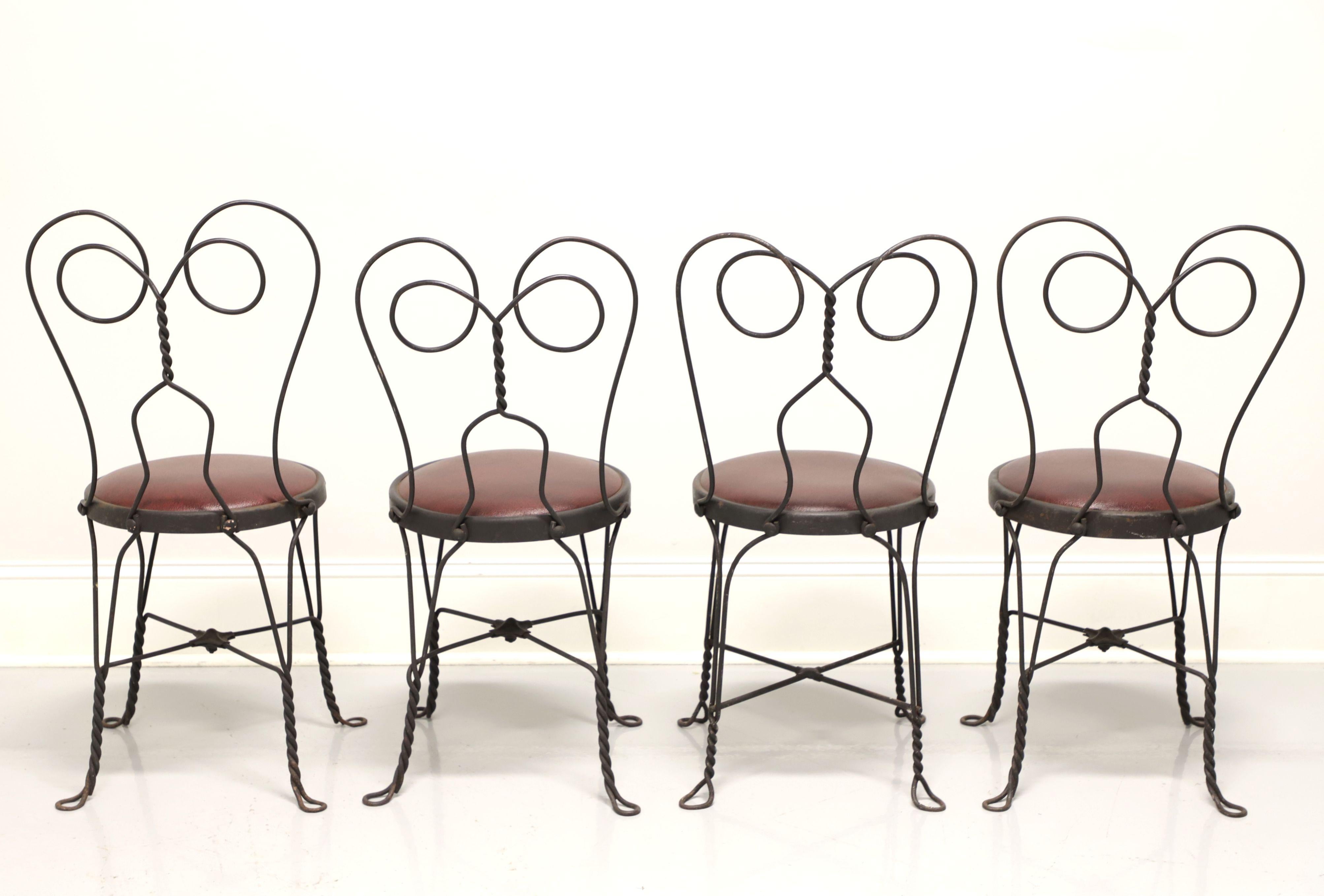American Wrought Iron Mid 20th Century Ice Cream Parlor / Bistro Chairs - Set of 4