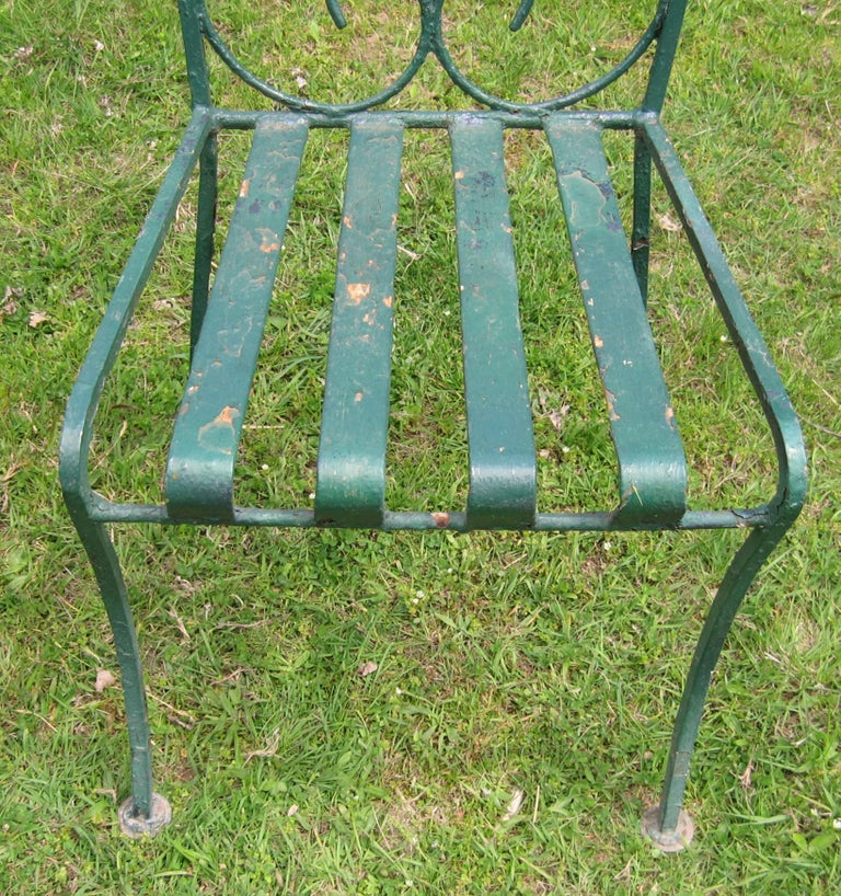 Wrought Iron Mid Century Garden Patio Set Five Pieces For Sale at 1stDibs