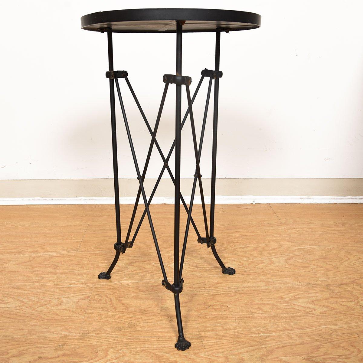 Mid-Century Modern Wrought Iron Midcentury Mosaic Tile Top Accent Table For Sale