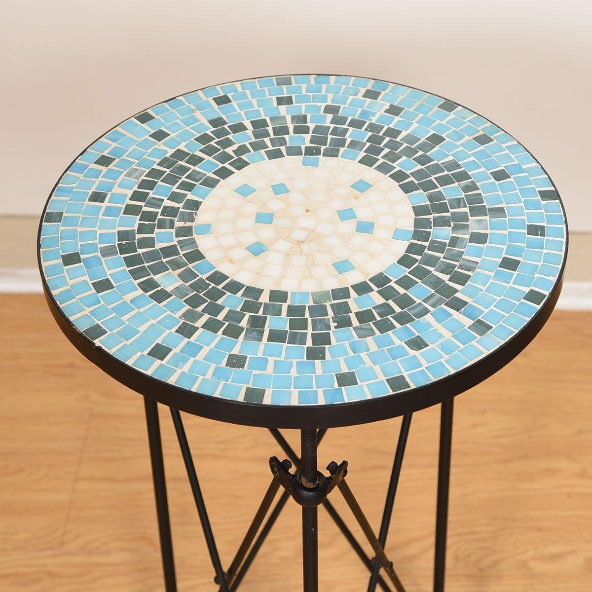 Wrought Iron Midcentury Mosaic Tile Top Accent Table In Excellent Condition For Sale In Kensington, MD