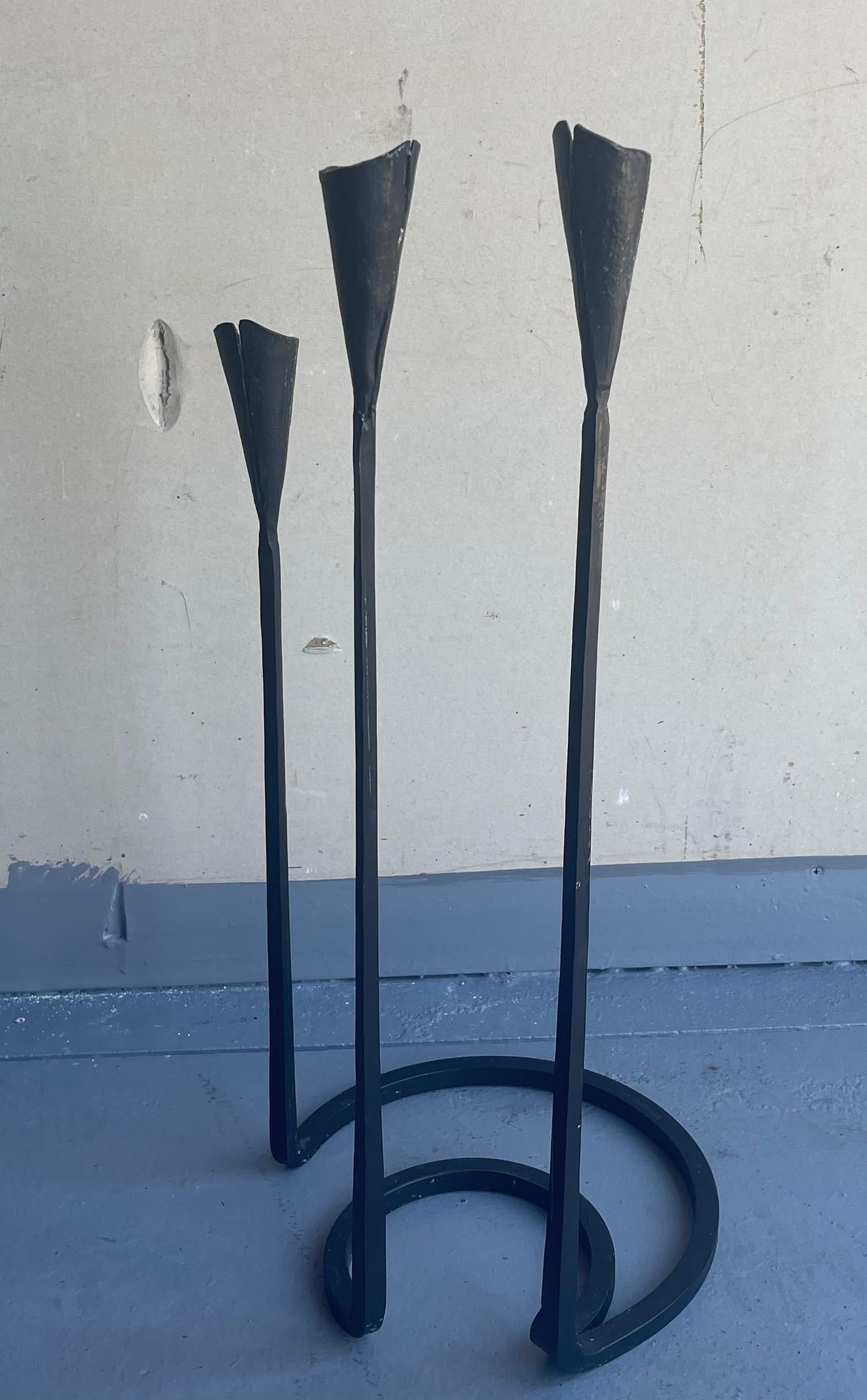 Wrought Iron Modernist Candleholder by Gregory Litsios In Good Condition For Sale In San Diego, CA