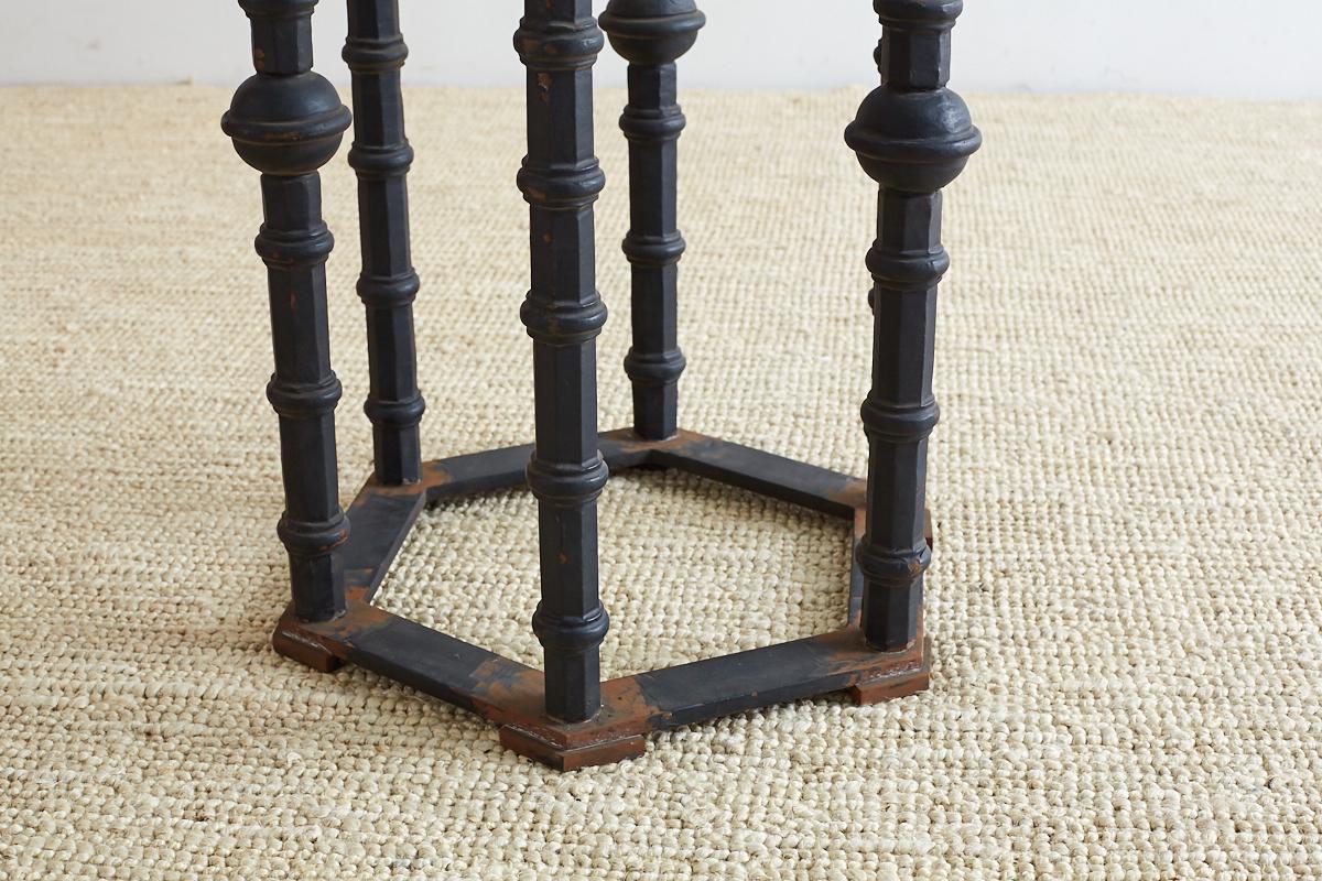 Hand-Crafted Wrought Iron Moorish Column Garden Table