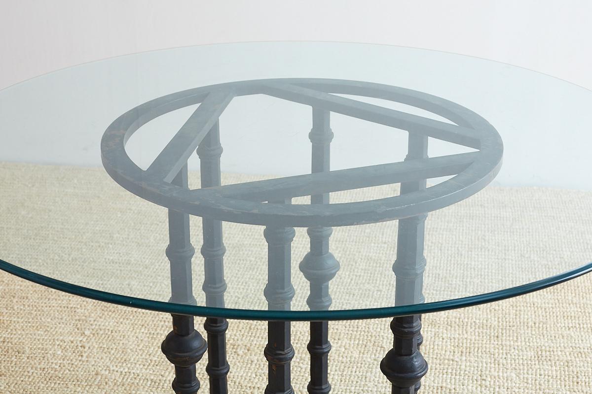 Wrought Iron Moorish Column Garden Table In Good Condition In Rio Vista, CA