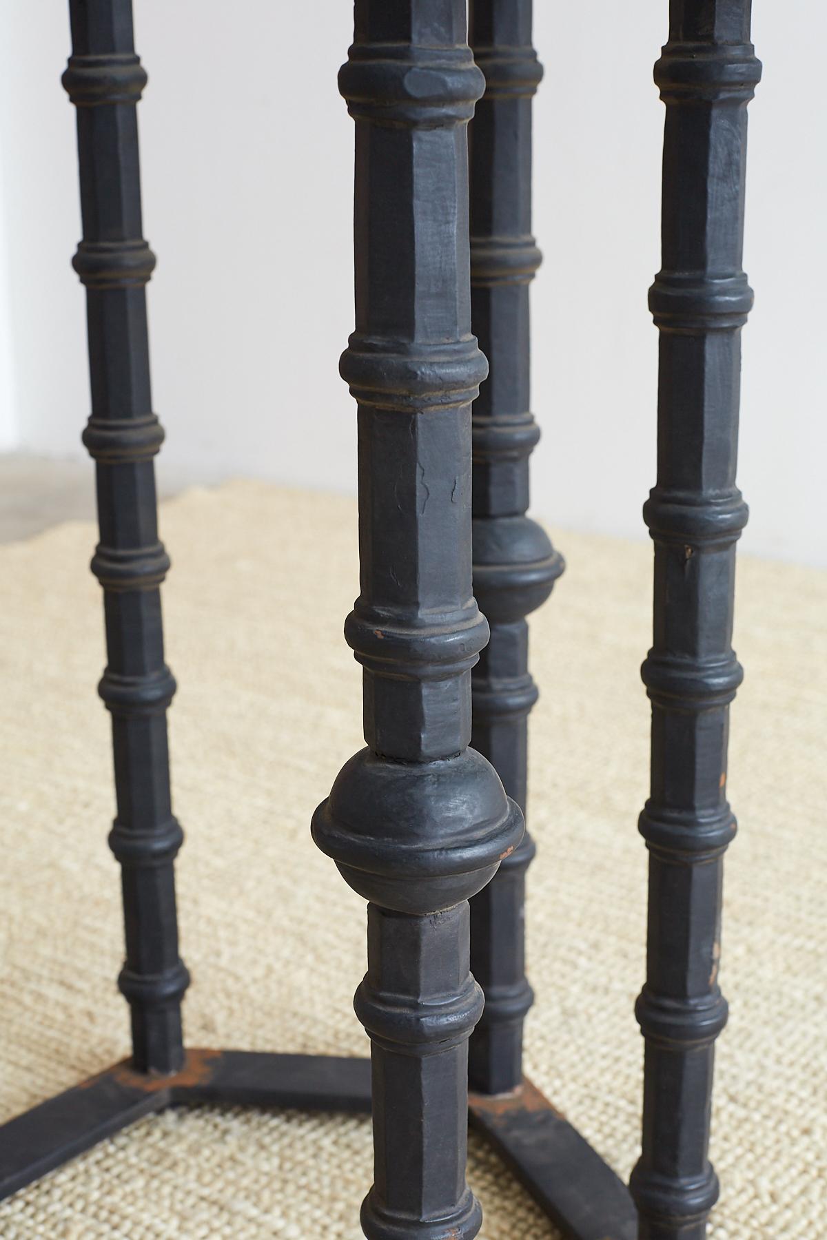 Glass Wrought Iron Moorish Column Garden Table