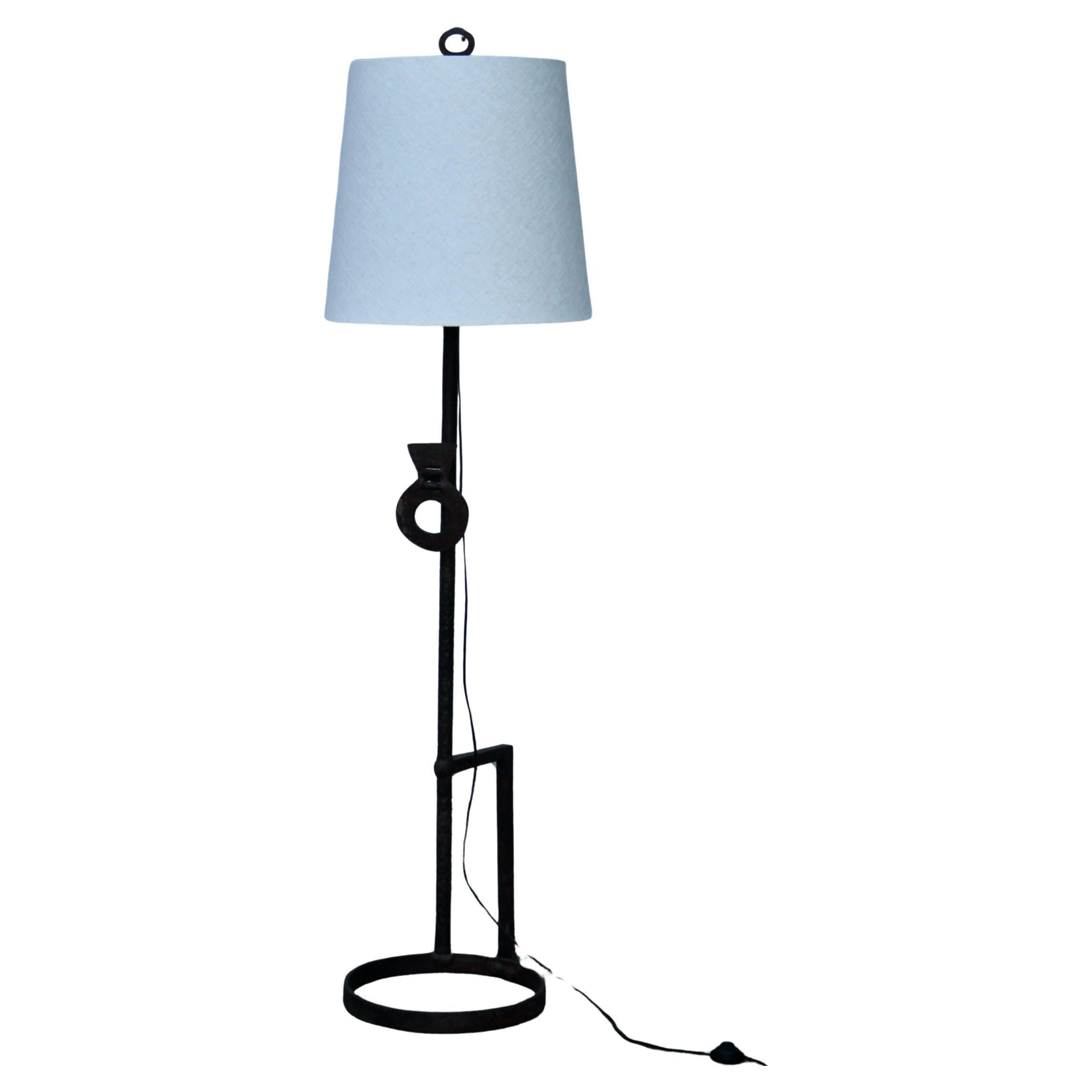 Wrought iron neoclassical floor lamp For Sale