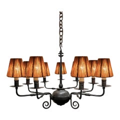 Wrought-Iron Nine-Arm Chandelier
