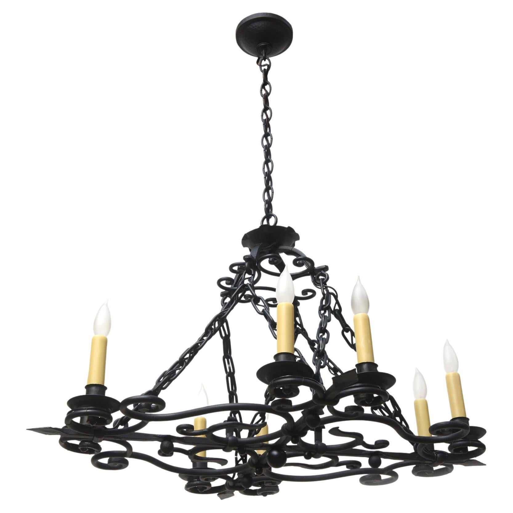 Wrought Iron Oblong Candle Chandelier