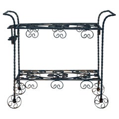 Vintage Wrought Iron Outdoor Bar Cart