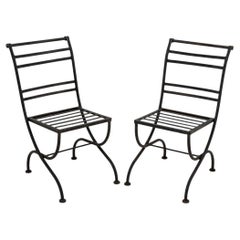 Wrought Iron Outdoor Chairs, Pair