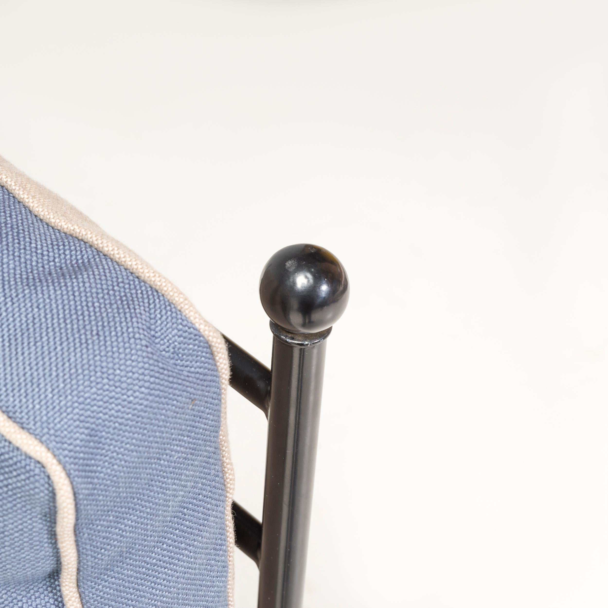 Schmiedeeisen Outdoor Hellblau und Creme Esszimmerstühle, Satz von sechs im Angebot 2