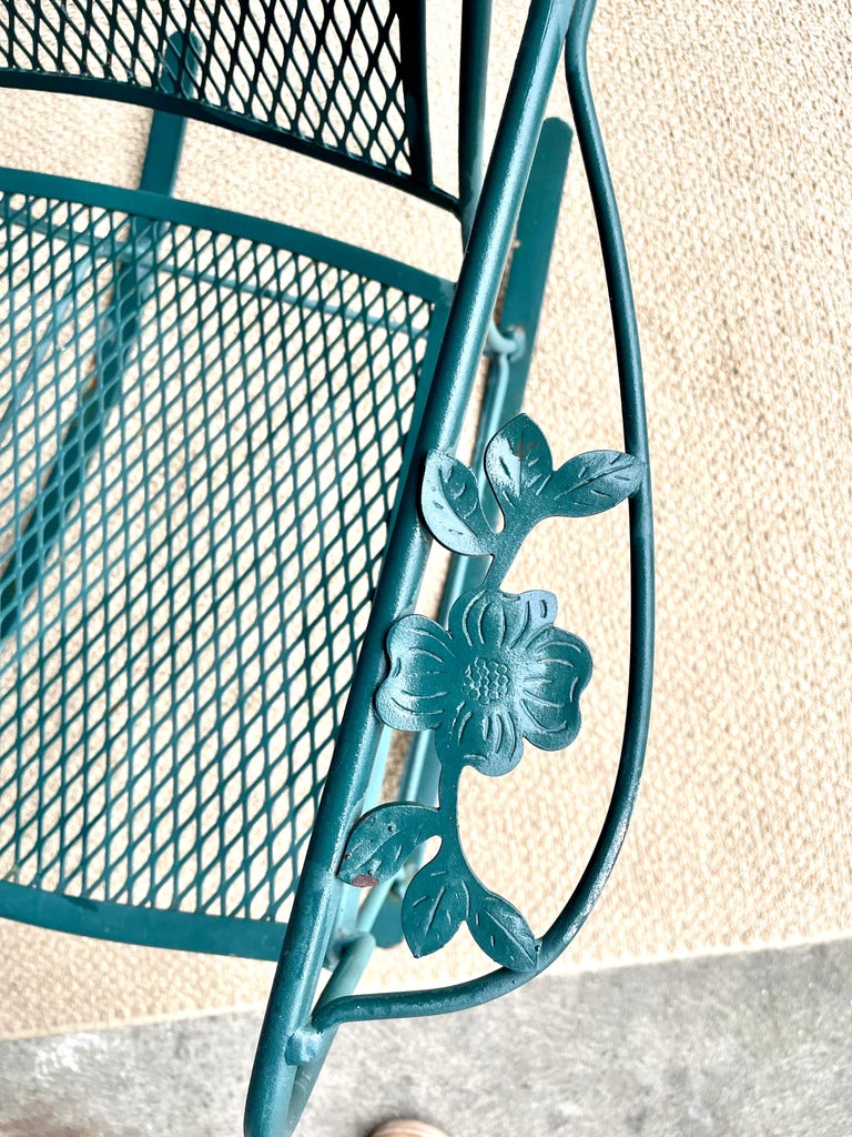 Wrought Iron Outdoor Patio Rocker Arm Chair For Sale at 1stDibs