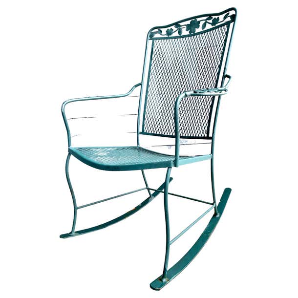 Wrought Iron Outdoor Patio Rocker Arm Chair For Sale at 1stDibs ...