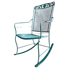 Retro Wrought Iron Outdoor Patio Rocker Arm Chair