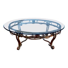 Mesa de centro ovalada de hierro forjado